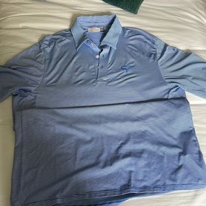 KJUS Sand Valley Golf Polo Blue White Stripe M